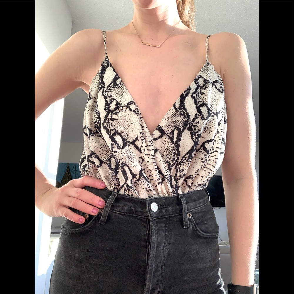 Animal Print Deep-V Body Suit